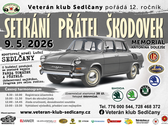 12. ročník Setkání přátel škodovek již 9. 5. 2026         　 